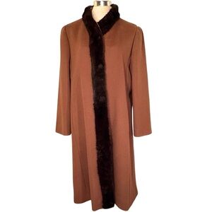 Long Coat Mink Faux Fur Trim Vintage ILGWU